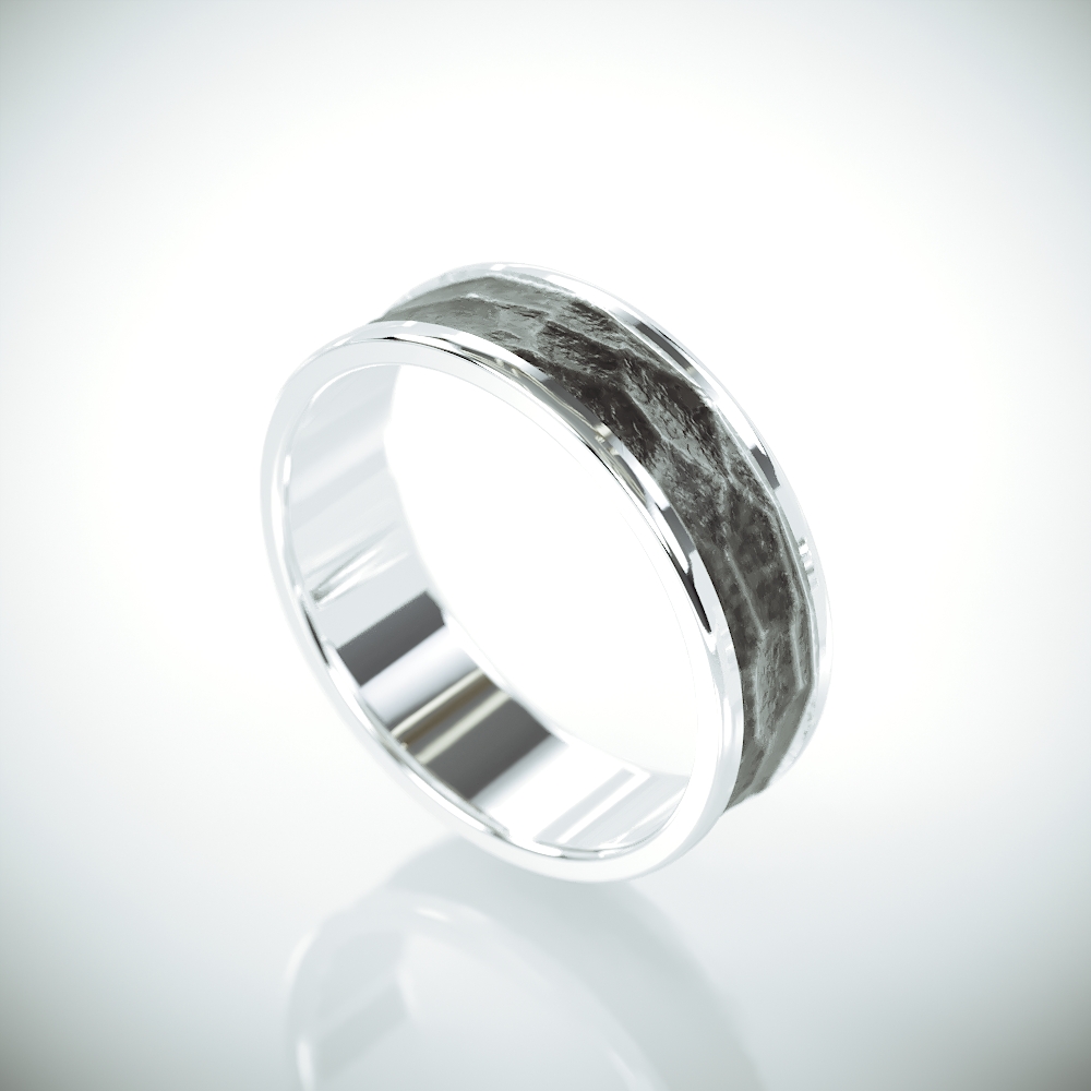 Black 14k White Gold Men's wedding ring | Handmade 14k solid white gold faceted men wedding band | 3mm, 4mm, 5mm, 6mm, 7mm